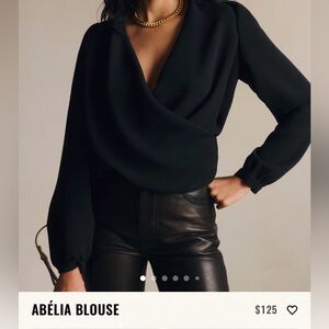 Sezane NWT Abelia Black Faux Wrap Long Sleeve Elegant Blouse